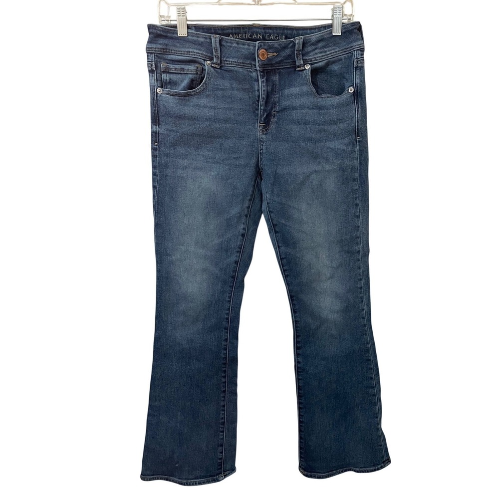 American Eagle Kick Boot Super Stretch Jeans Medium Wash Blue Size 10 Regular